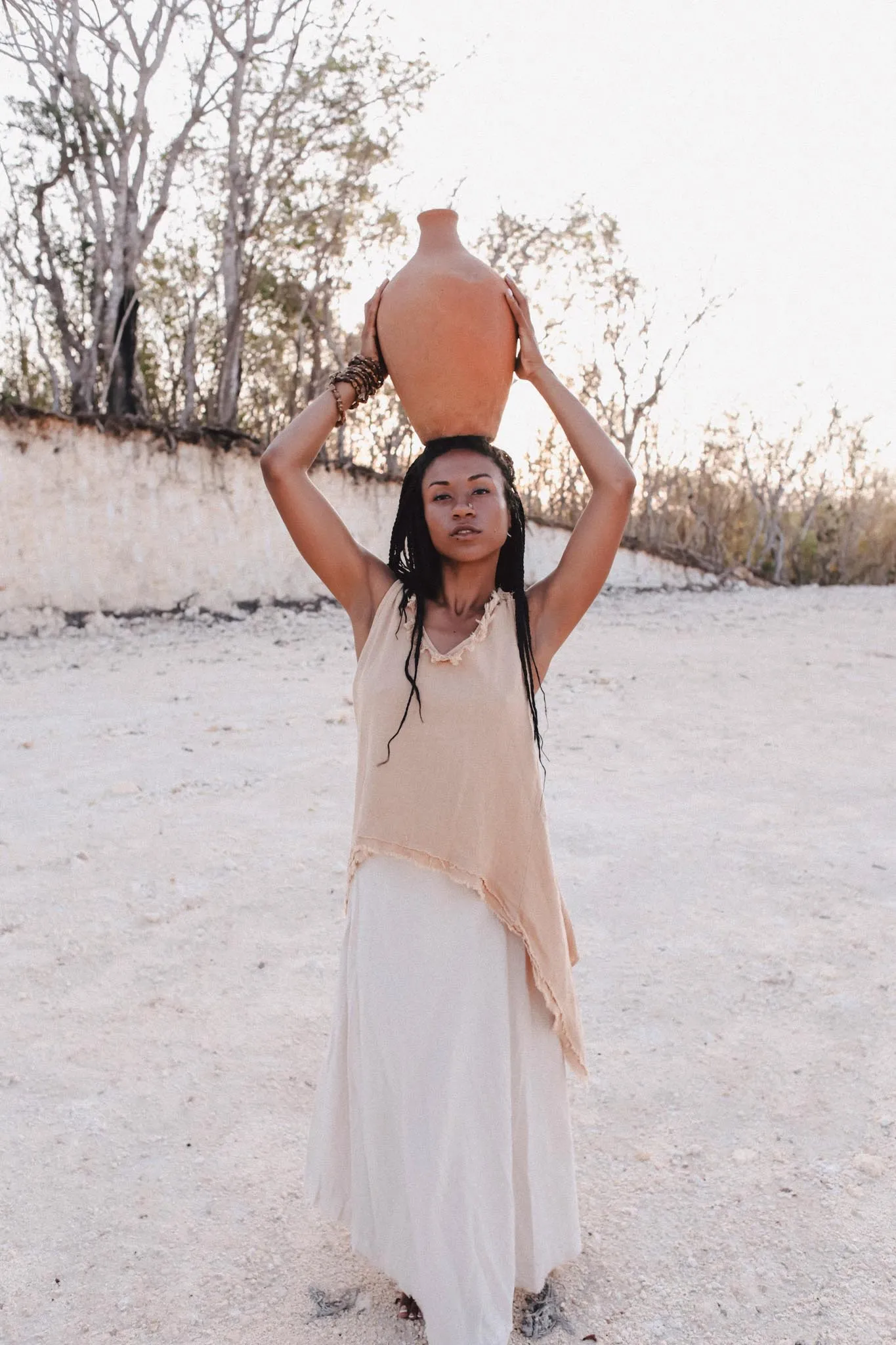 Beige Linen Boho Top For Women • Viking Tunic