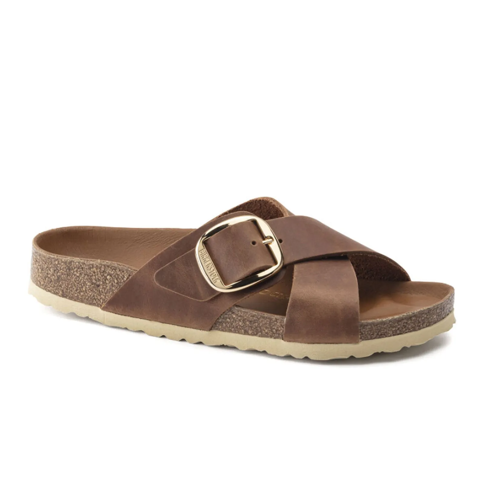 Birkenstock Siena Big Buckle Slide Sandal (Women) - Cognac Oiled Leather