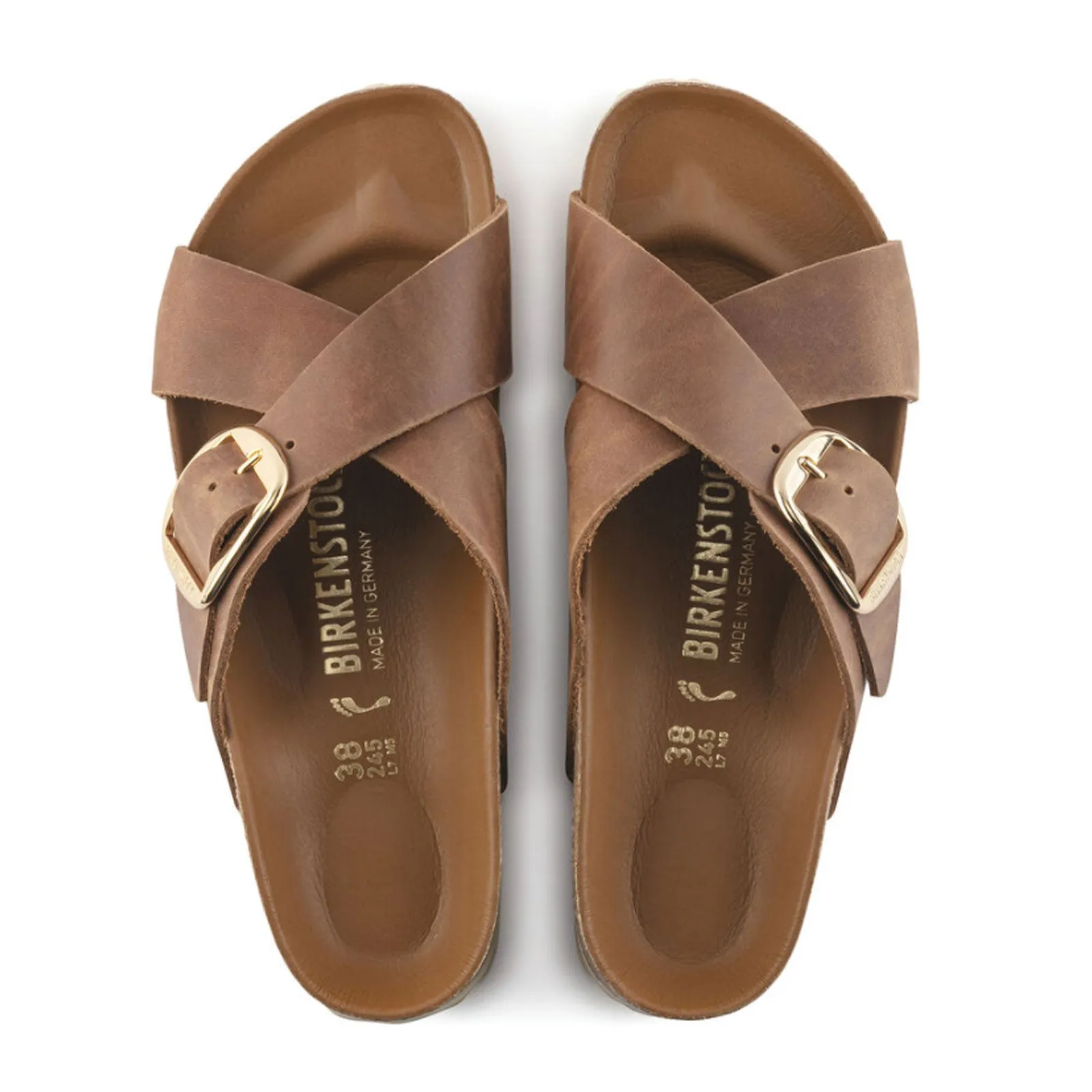 Birkenstock Siena Big Buckle Slide Sandal (Women) - Cognac Oiled Leather