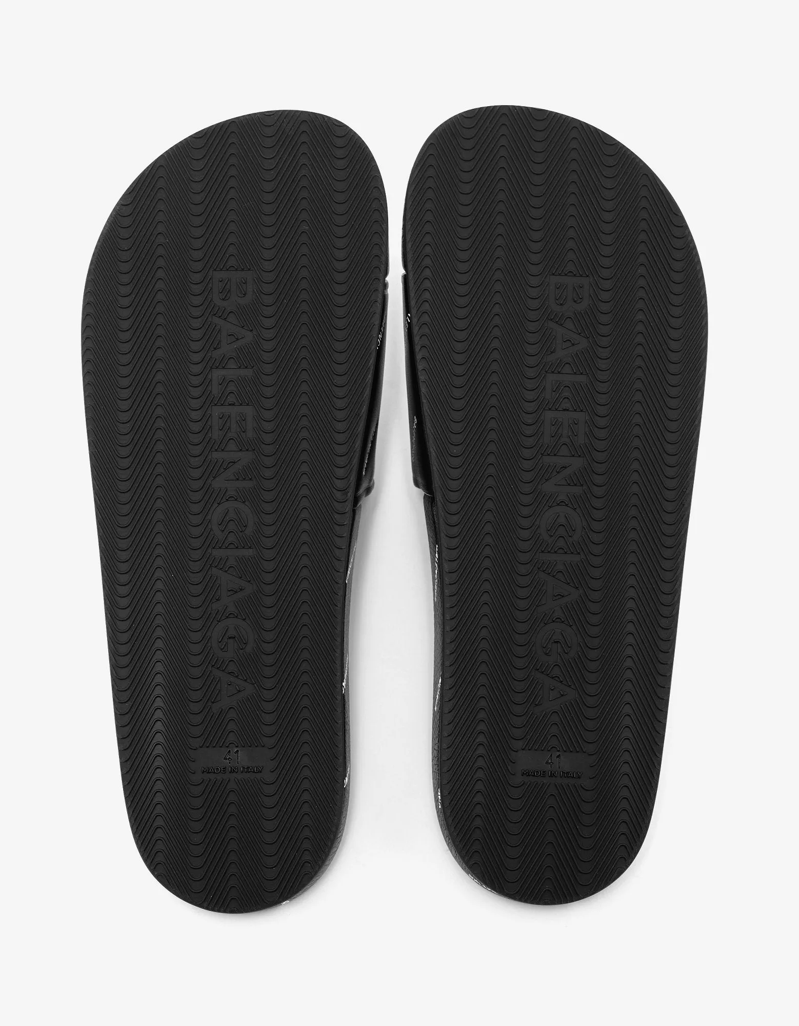 Black Leather All-Over Logo Slide Sandals -