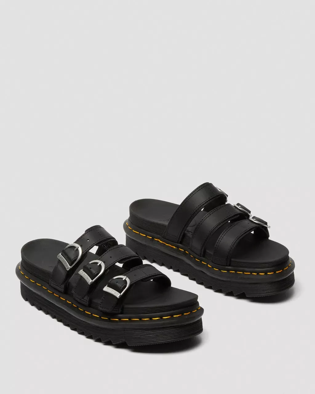 Blaire Slide Leather Sandals in Black