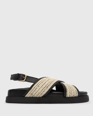 BLAKE Raffia Cross Strap Sandals