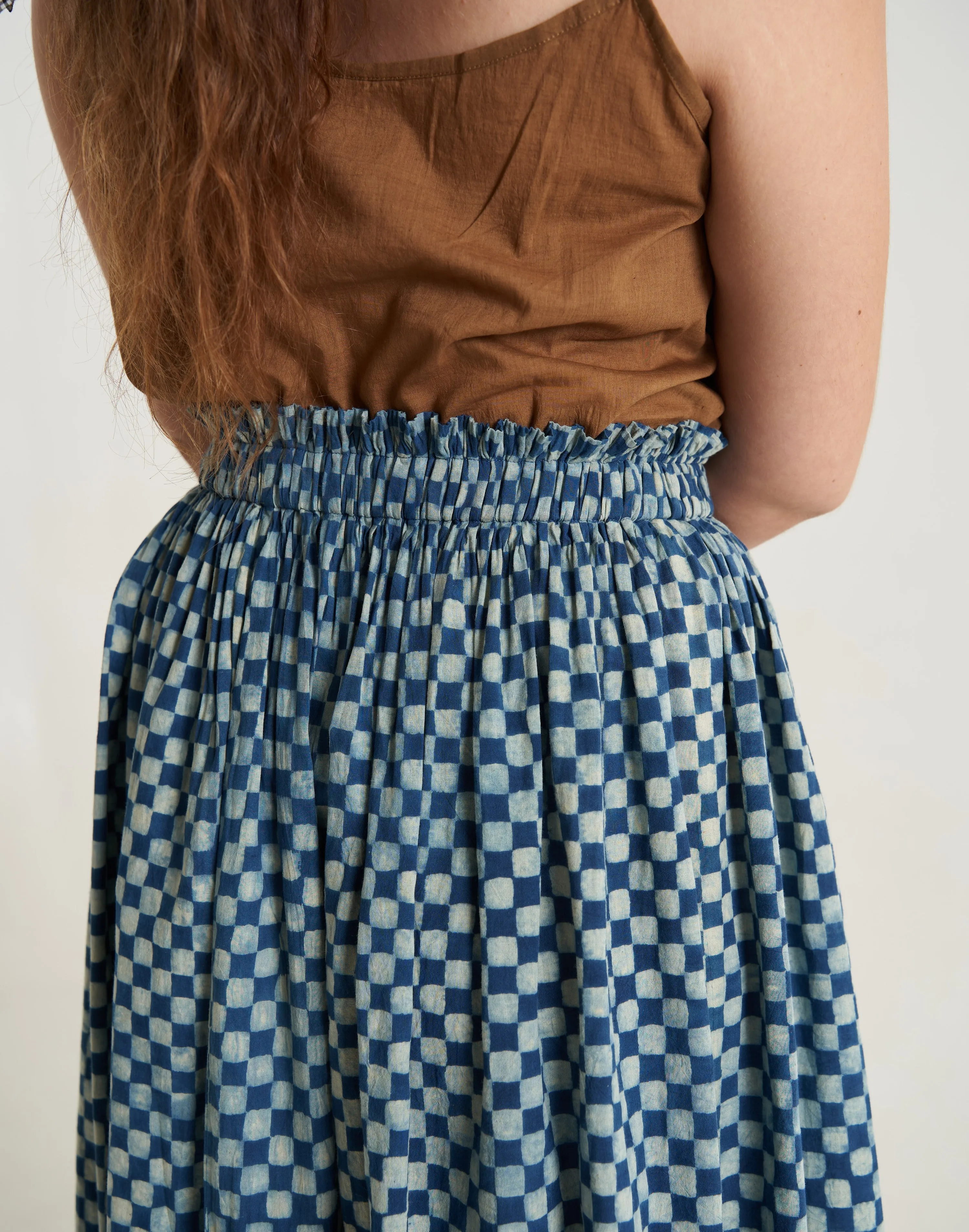 Block printed indigo skirt