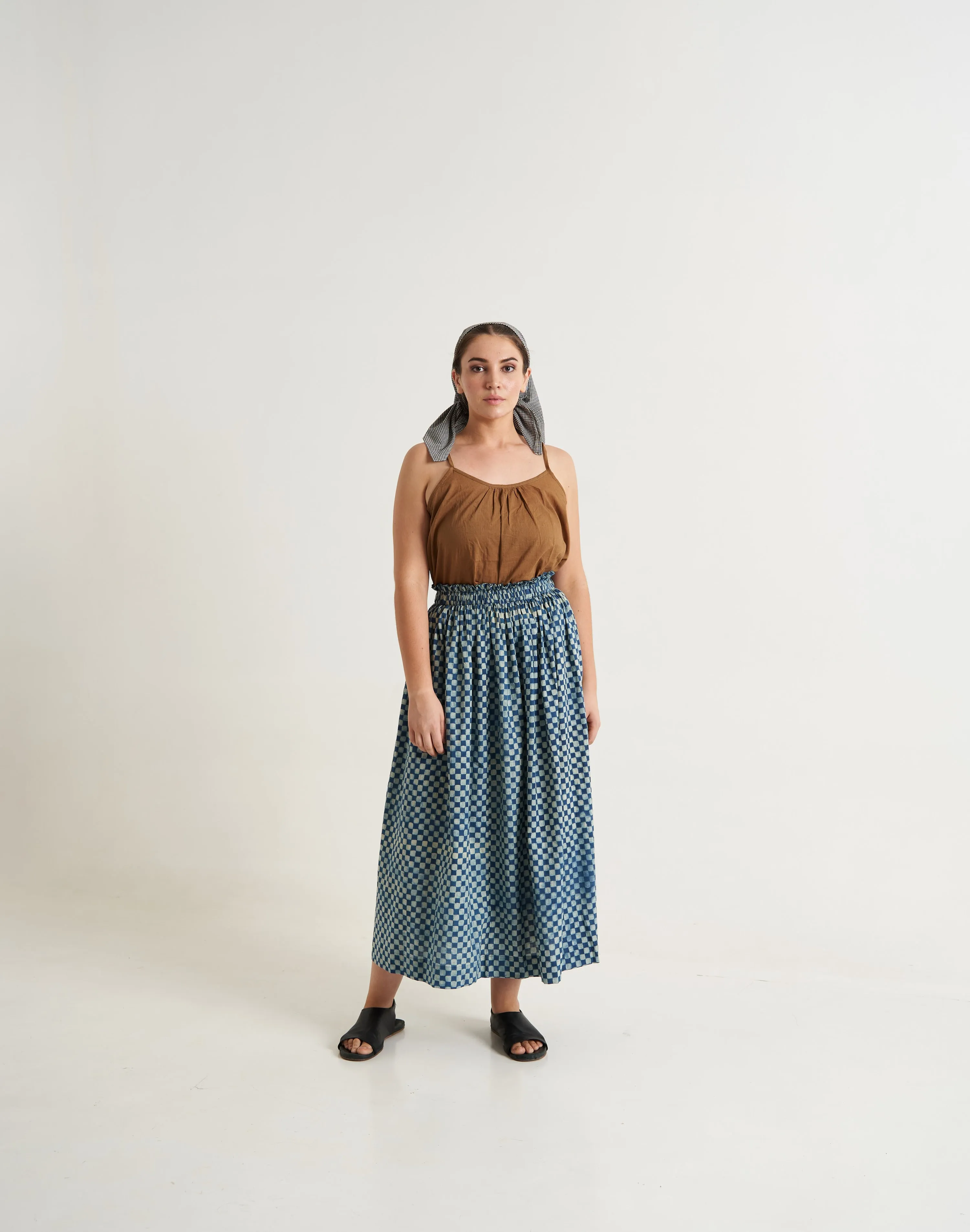 Block printed indigo skirt