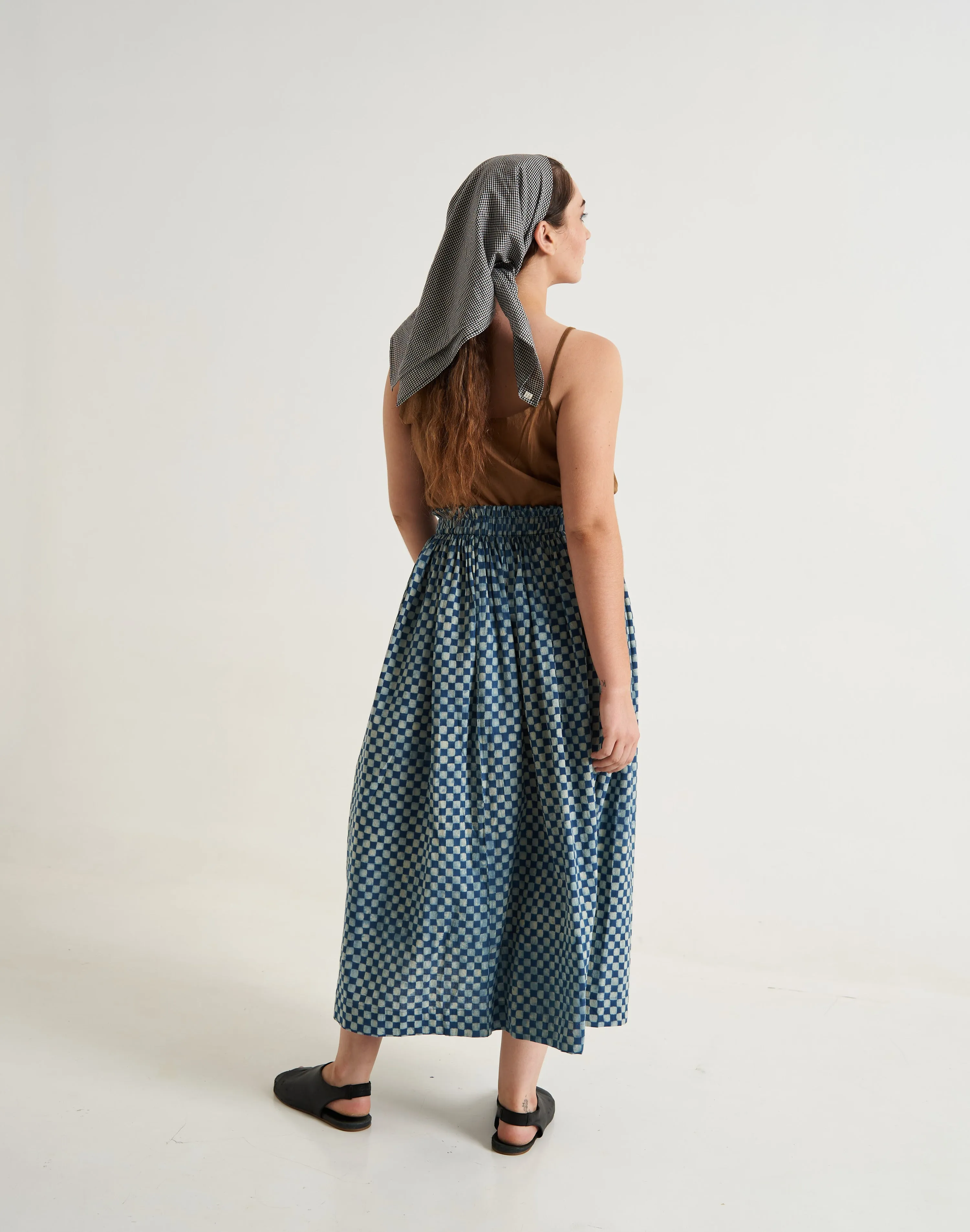 Block printed indigo skirt