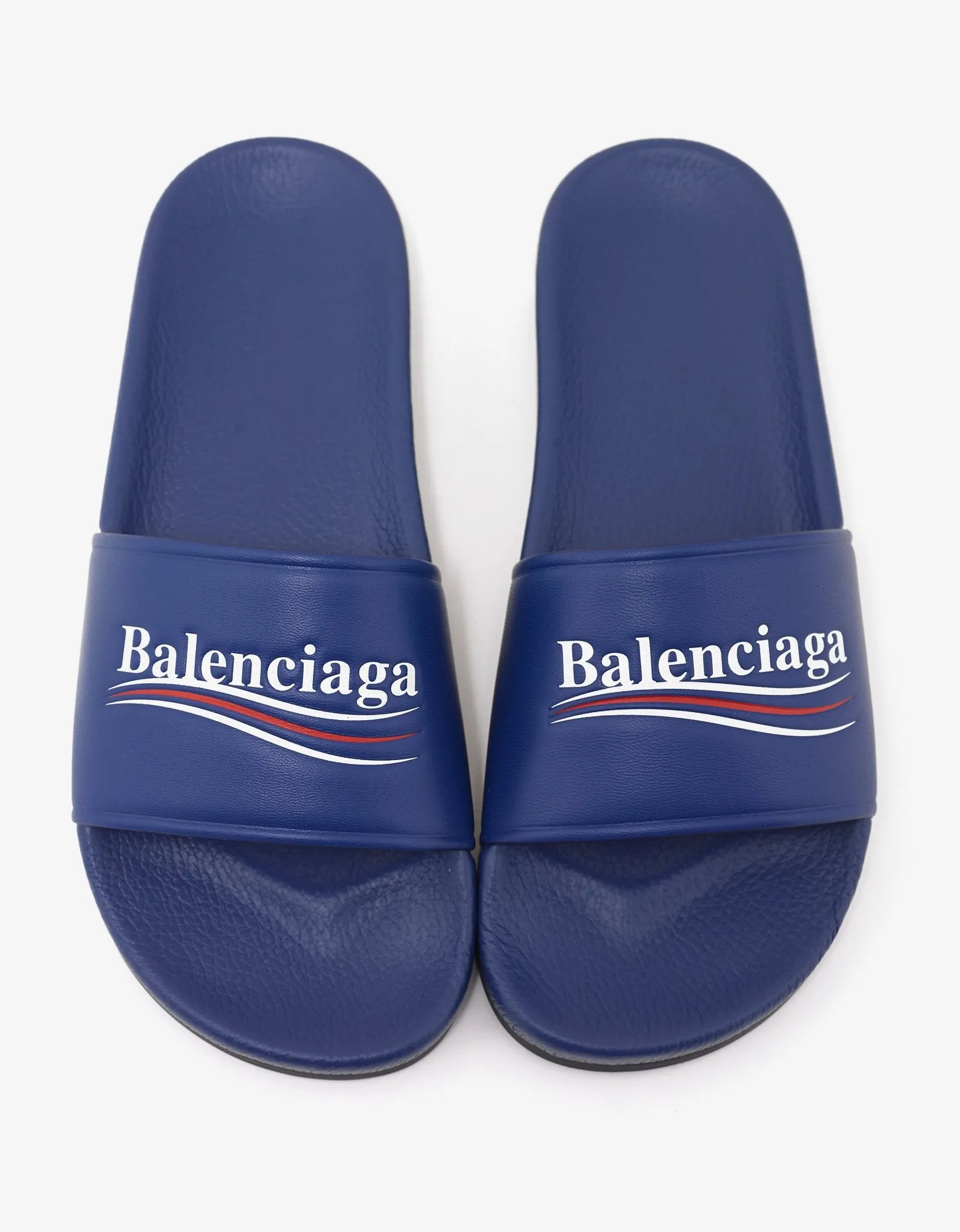 Blue Leather Election Logo Slide Sandals -