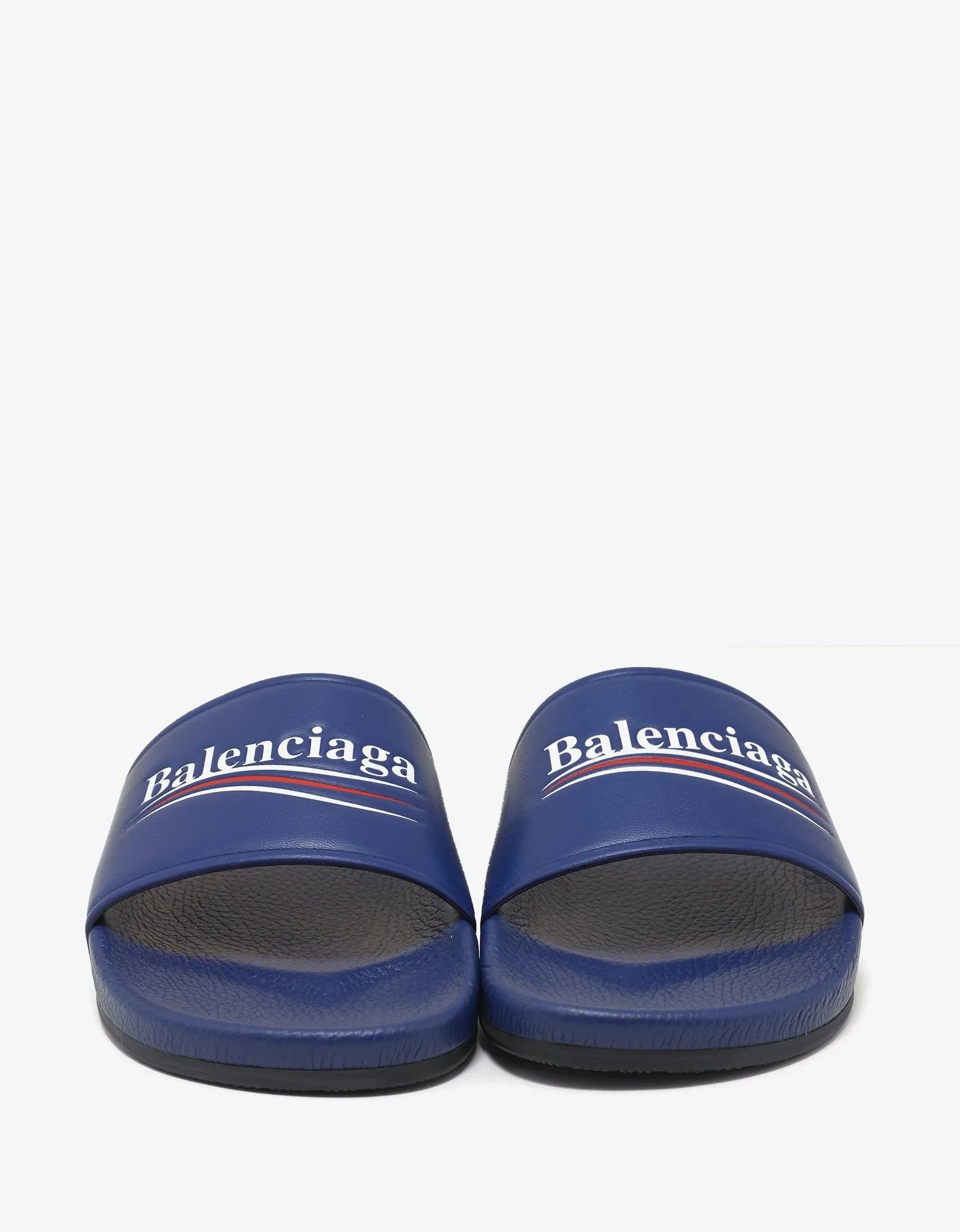 Blue Leather Election Logo Slide Sandals -