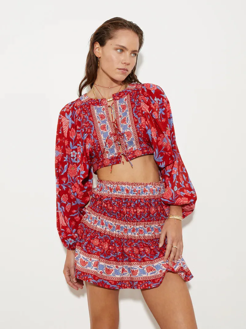 Boteh Marguerite Batwing Crop - Ruby