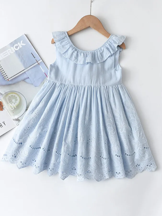 Breezy Baby Doll Eyelet Ruffle Dress