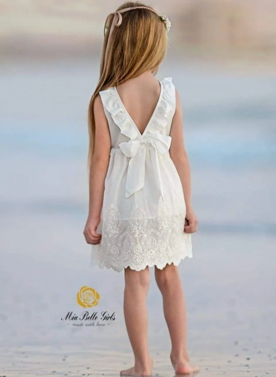 Breezy Baby Doll White Eyelet Ruffle Dress