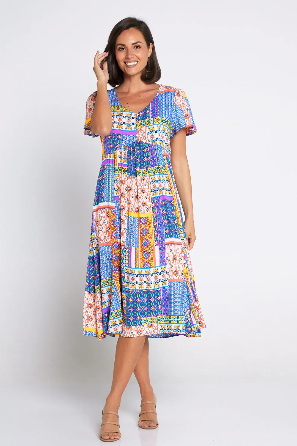 Brighton Dress - Cobalt/Citrus Ceramic