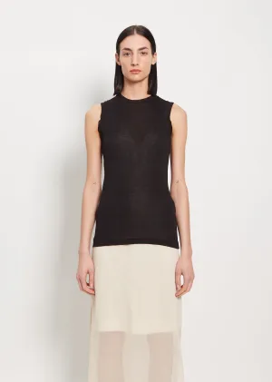 Cotton Giza Sheer Rib Tank — Black