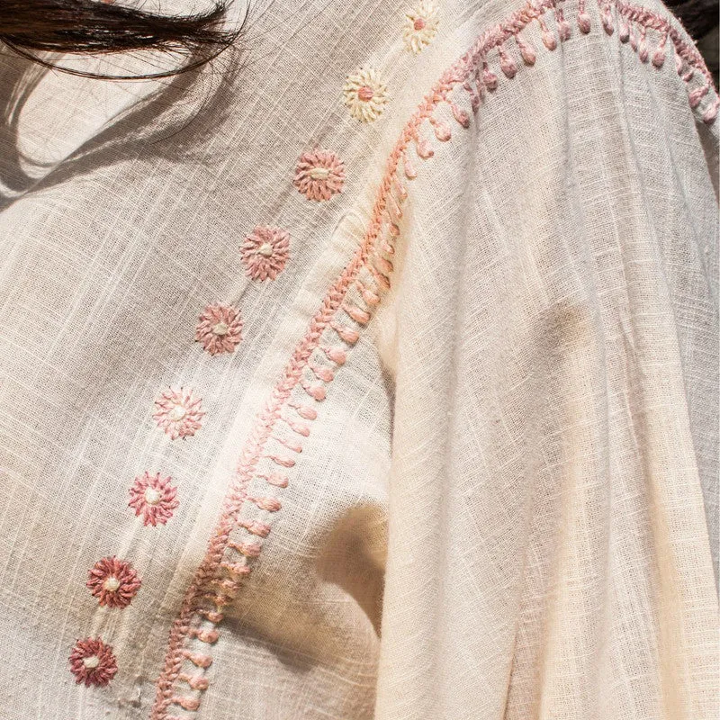 Cotton Straight Kurta for Women | Off-White | Chikankari