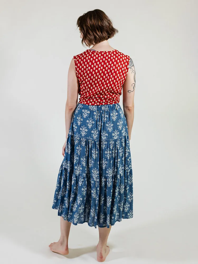 Danielle Tiered Skirt - Indigo Blossom