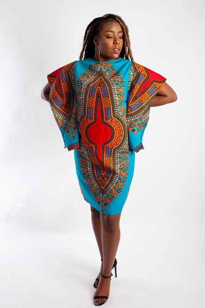 Dashiki Mini Dress (Batwing)