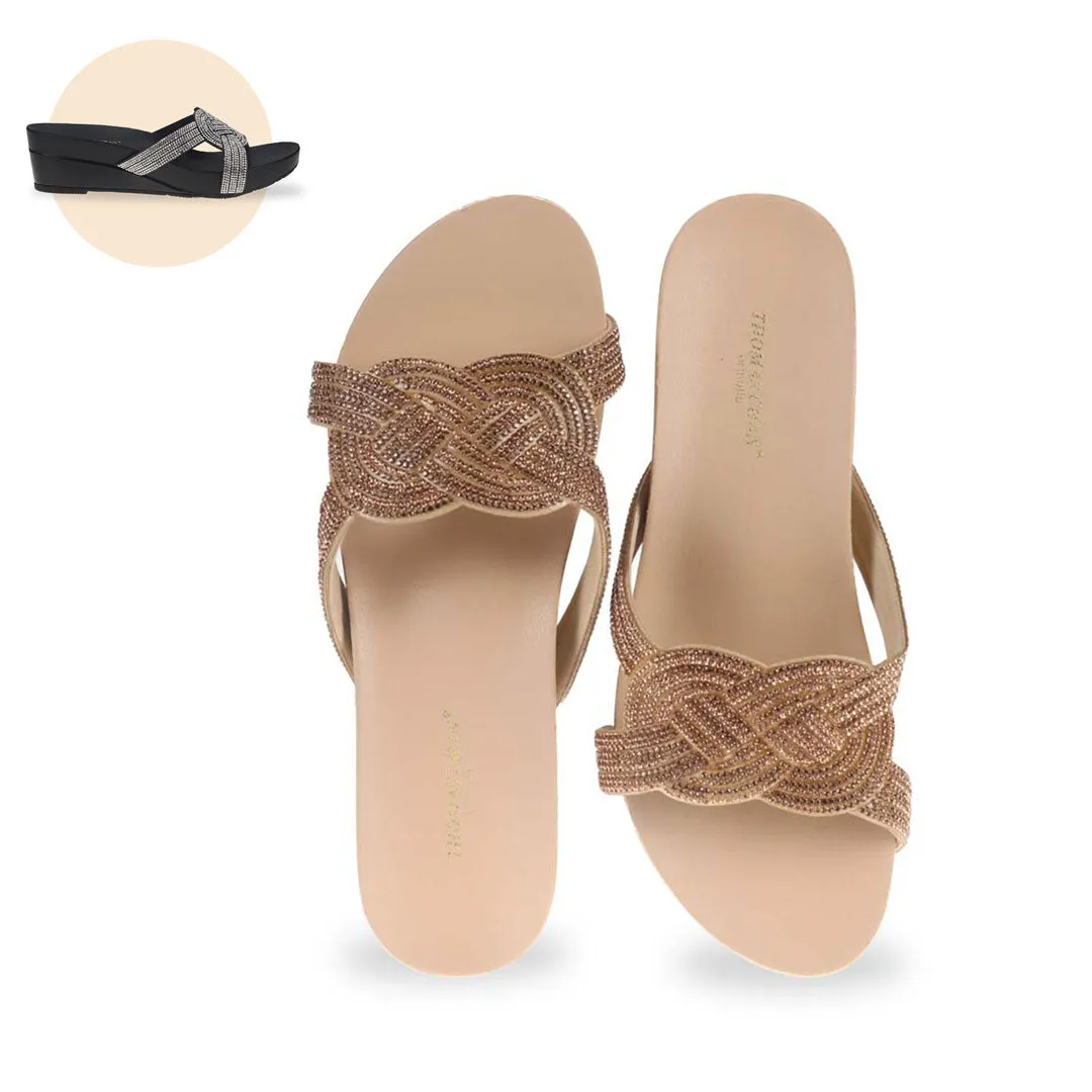 Diamond Knot-Decor Slide on Sandals