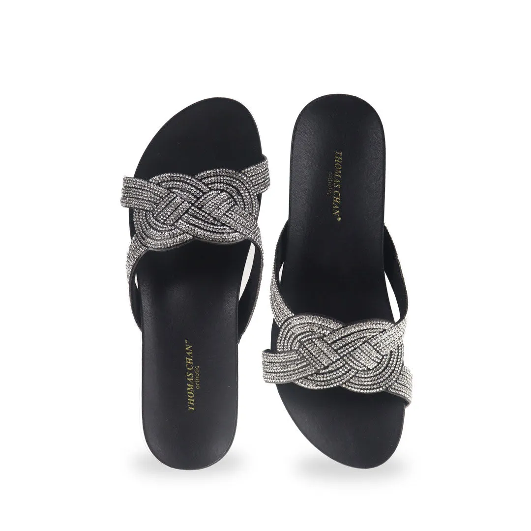 Diamond Knot-Decor Slide on Sandals