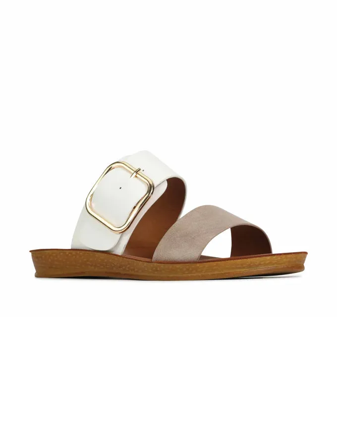 DOTI Slides Taupe/White