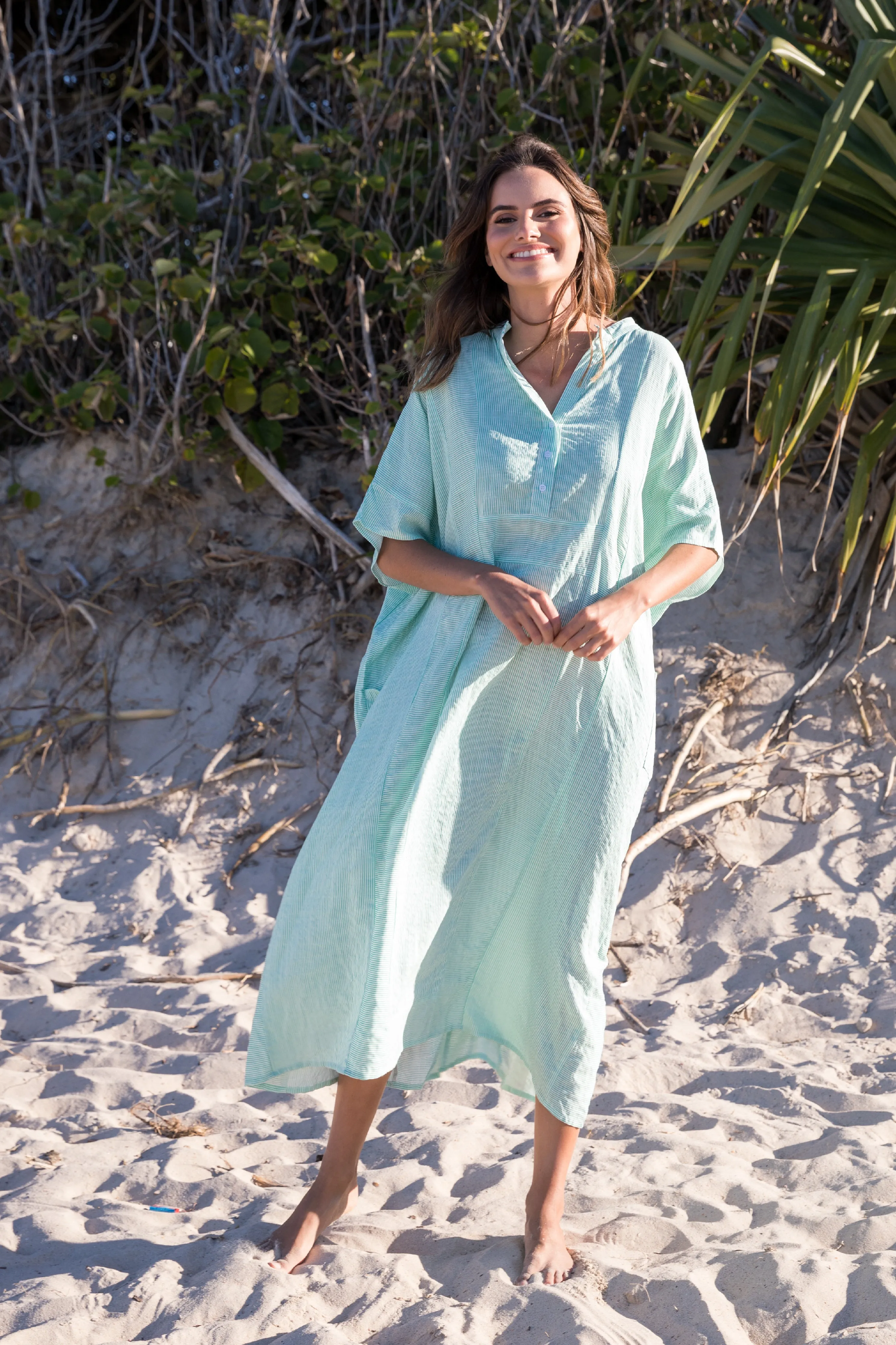 FINAL SALE Kaftan in Mint Stripe