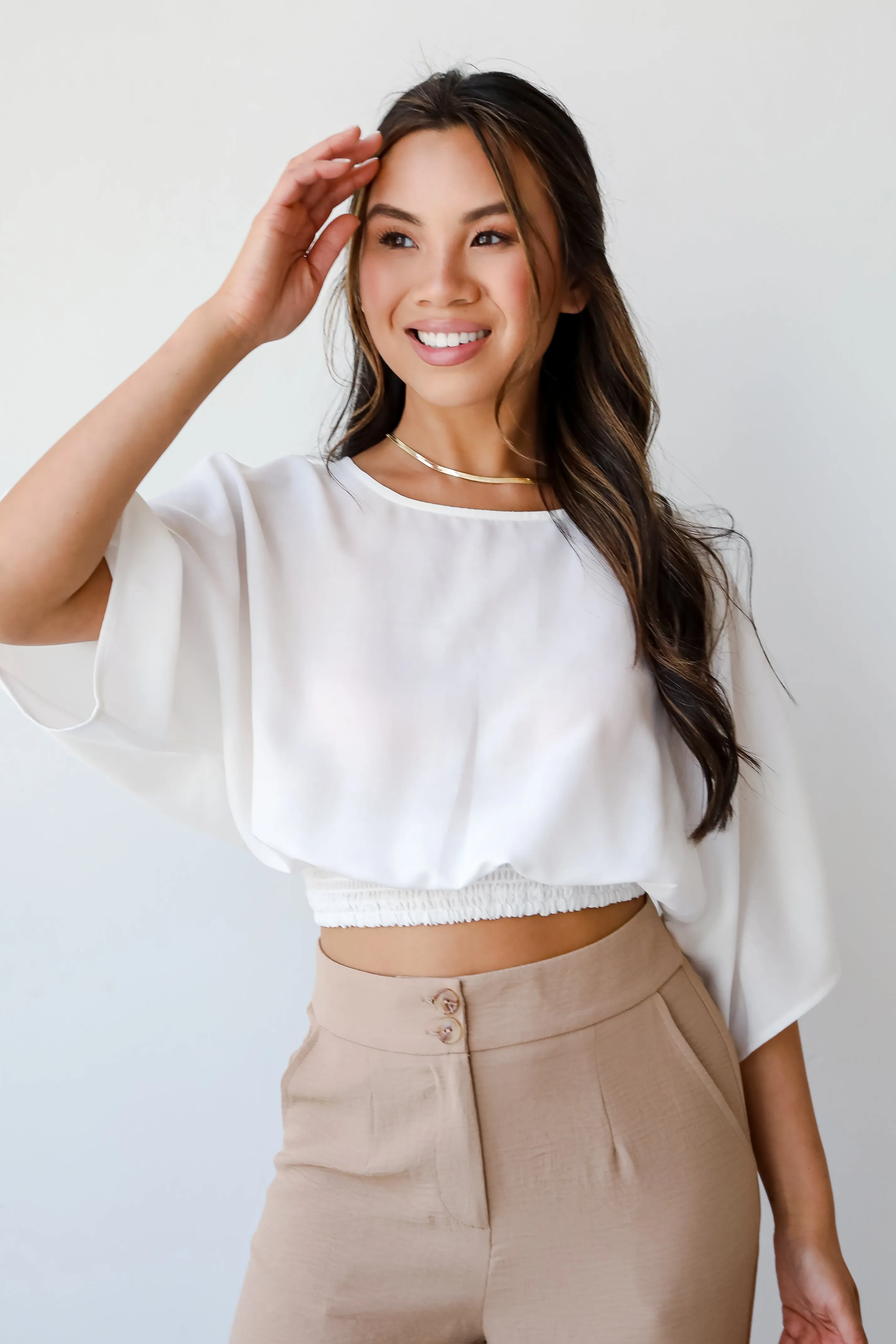 FINAL SALE - Sweetly Content White Blouse