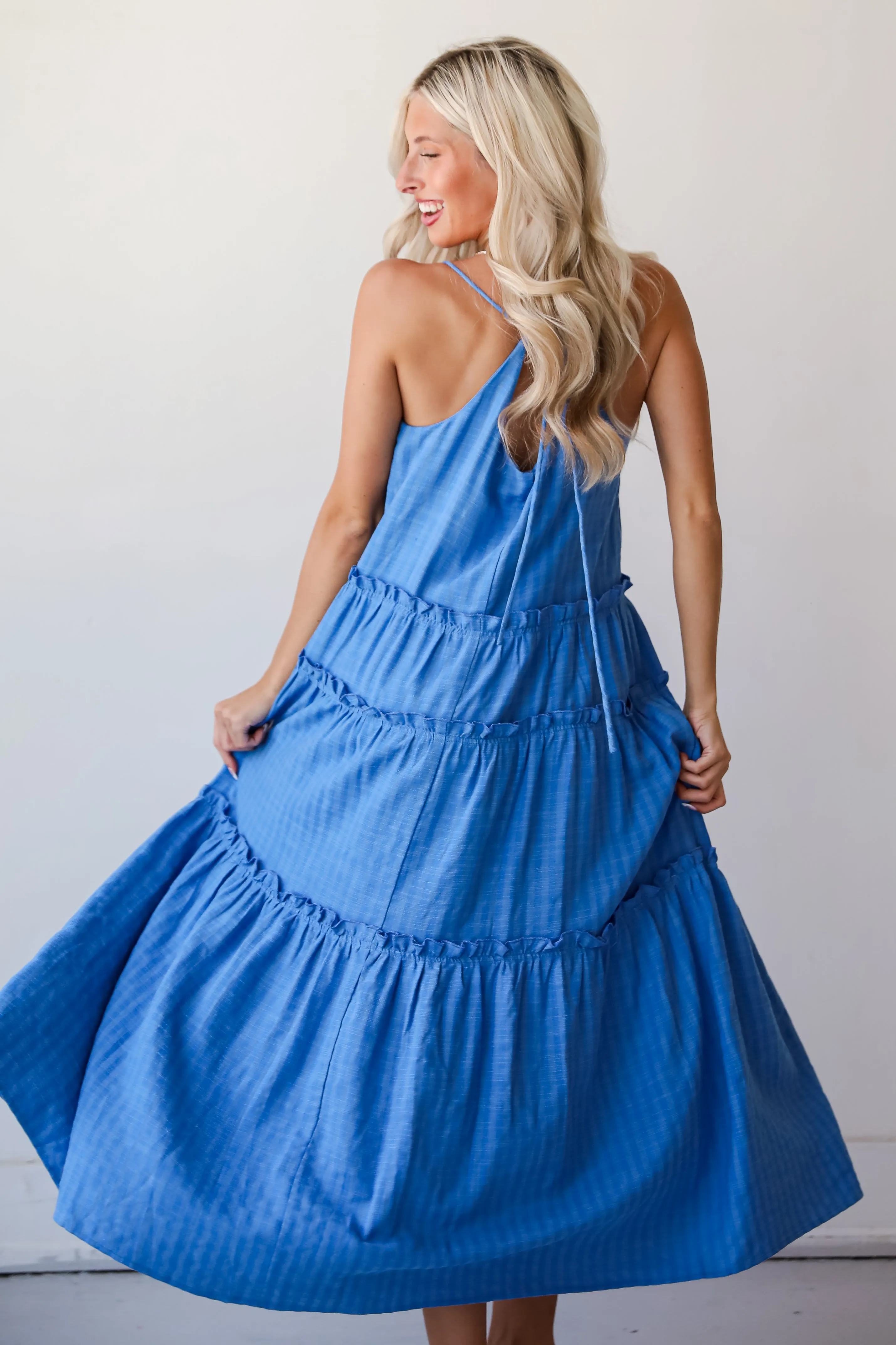 FINAL SALE - Uncommon Charm Blue Tiered Maxi Dress