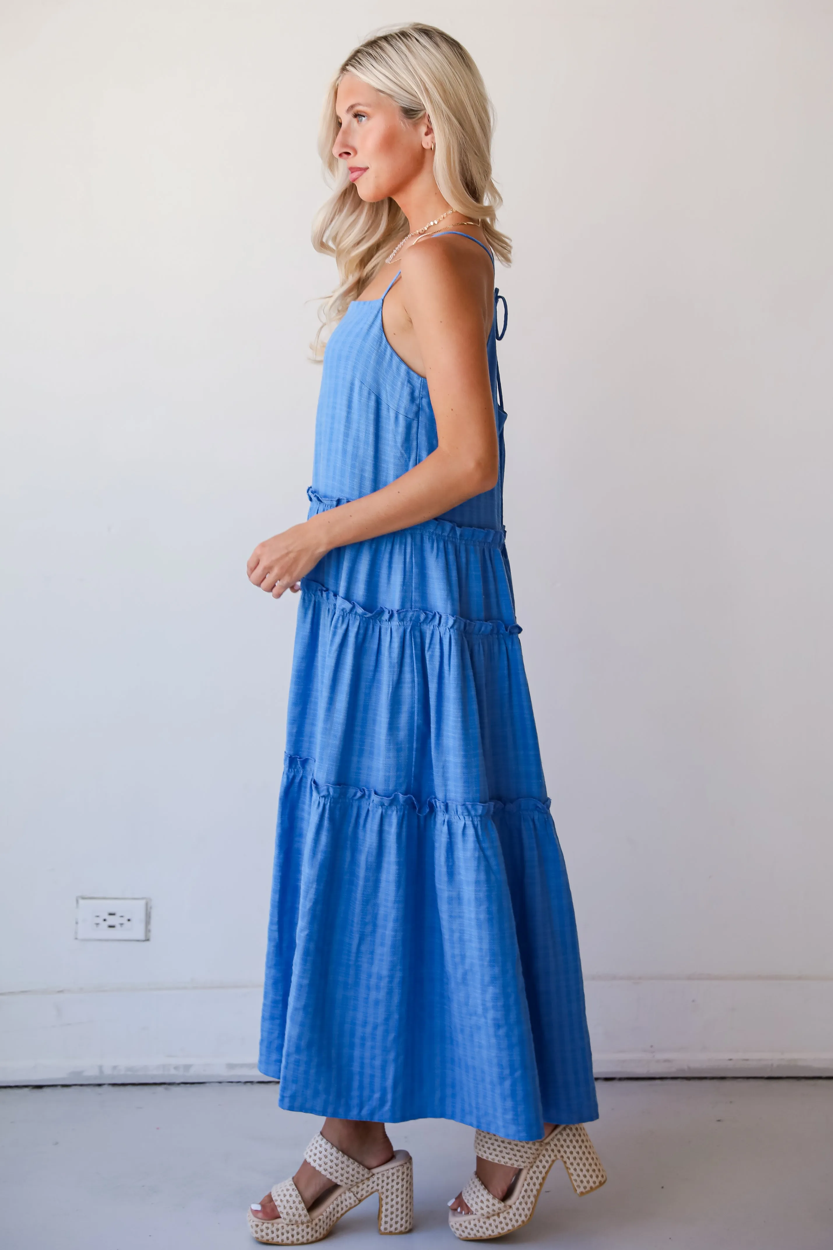 FINAL SALE - Uncommon Charm Blue Tiered Maxi Dress