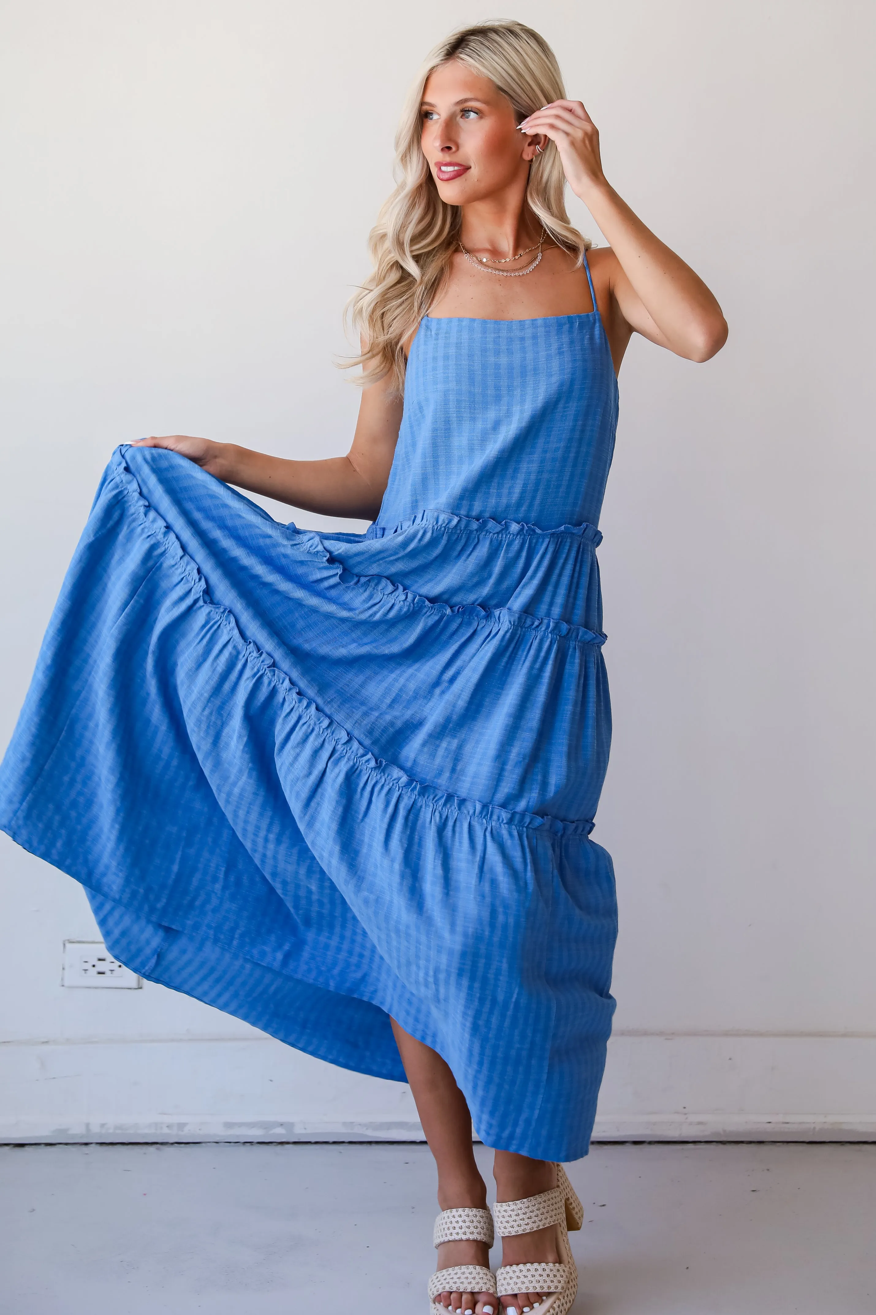 FINAL SALE - Uncommon Charm Blue Tiered Maxi Dress