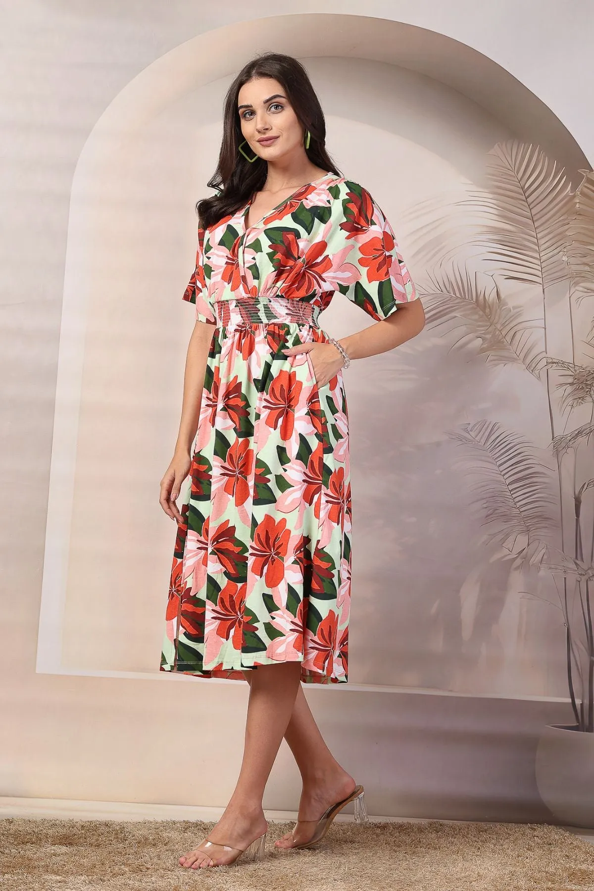 Fresh Floral Delight Maternity Zipless Feeding Dress