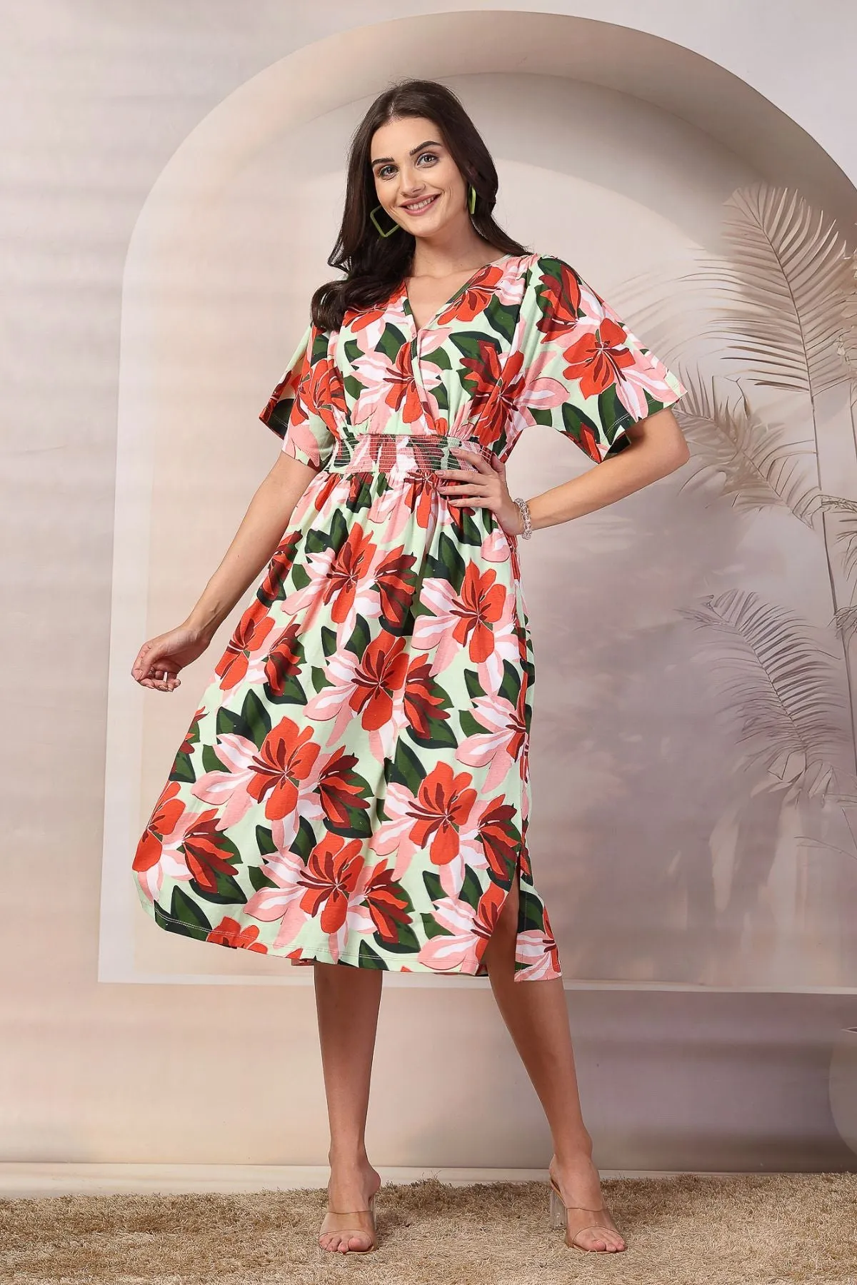 Fresh Floral Delight Maternity Zipless Feeding Dress