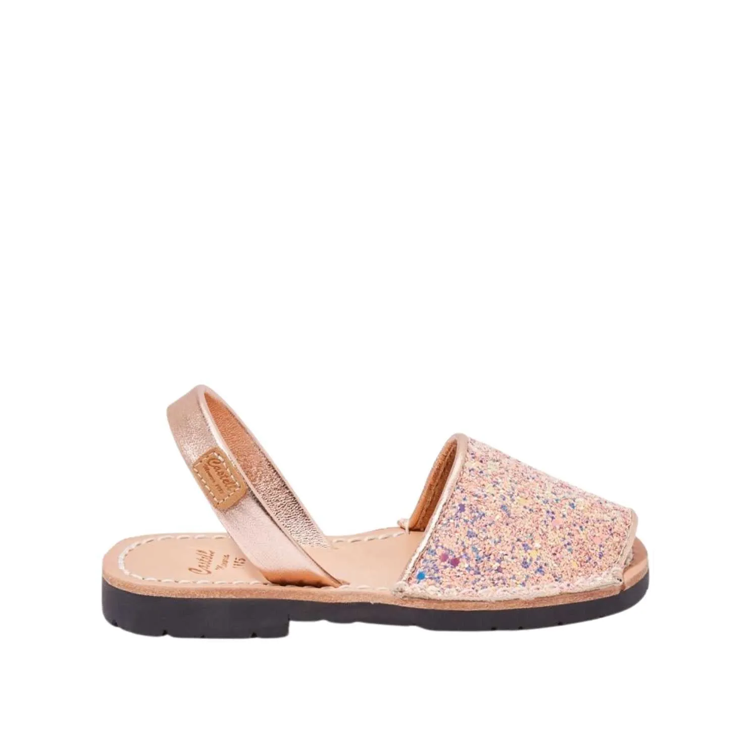 Glittery Leather Menorcan Sandal For Kids - Iker 1097R Glitter