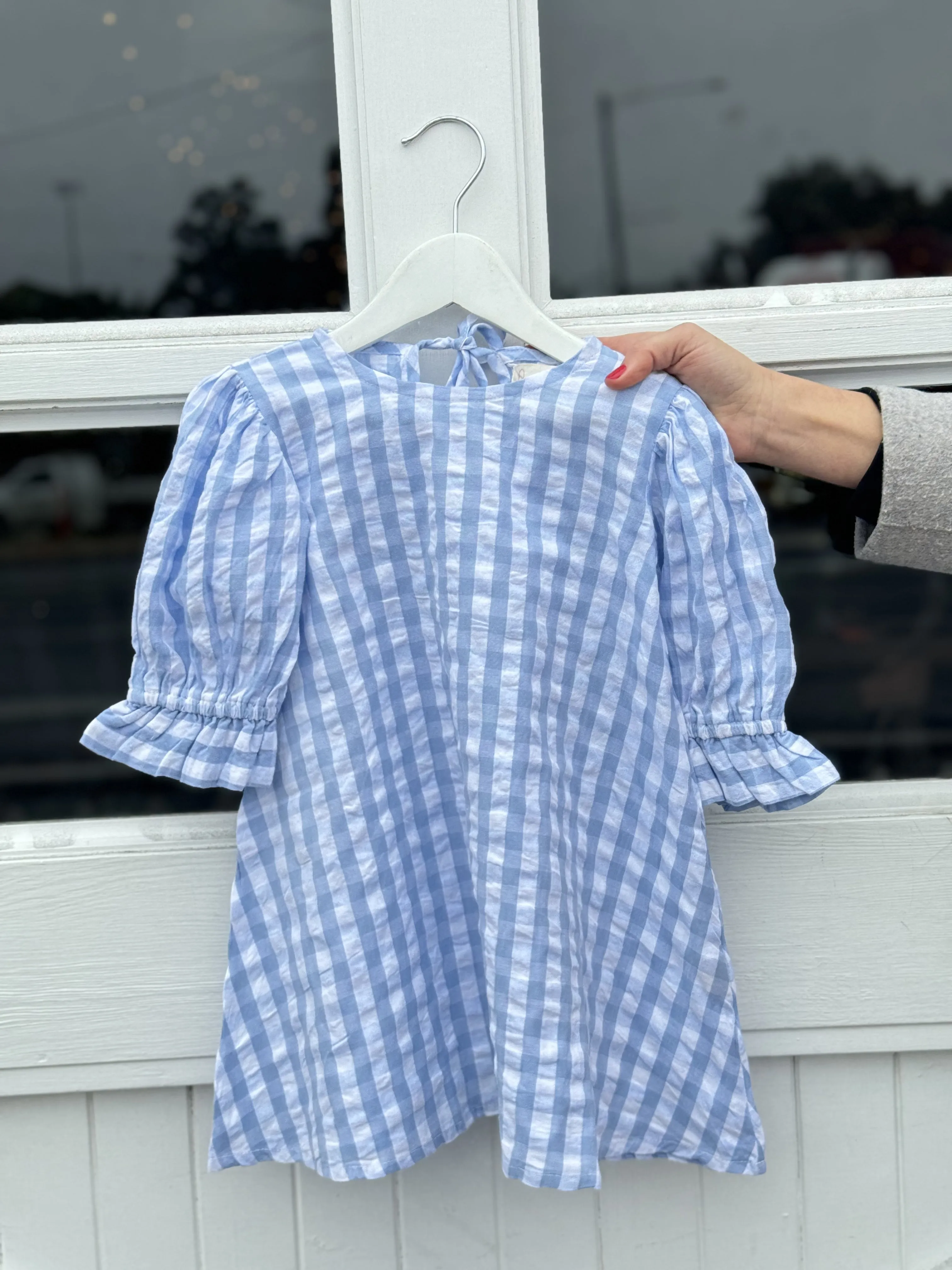 Grace and May Mini Dress Blue Gingham