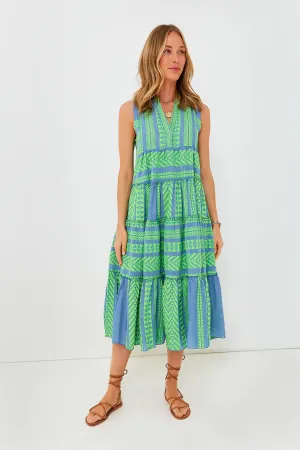 Green and Blue Tanzanitis Midi Dress