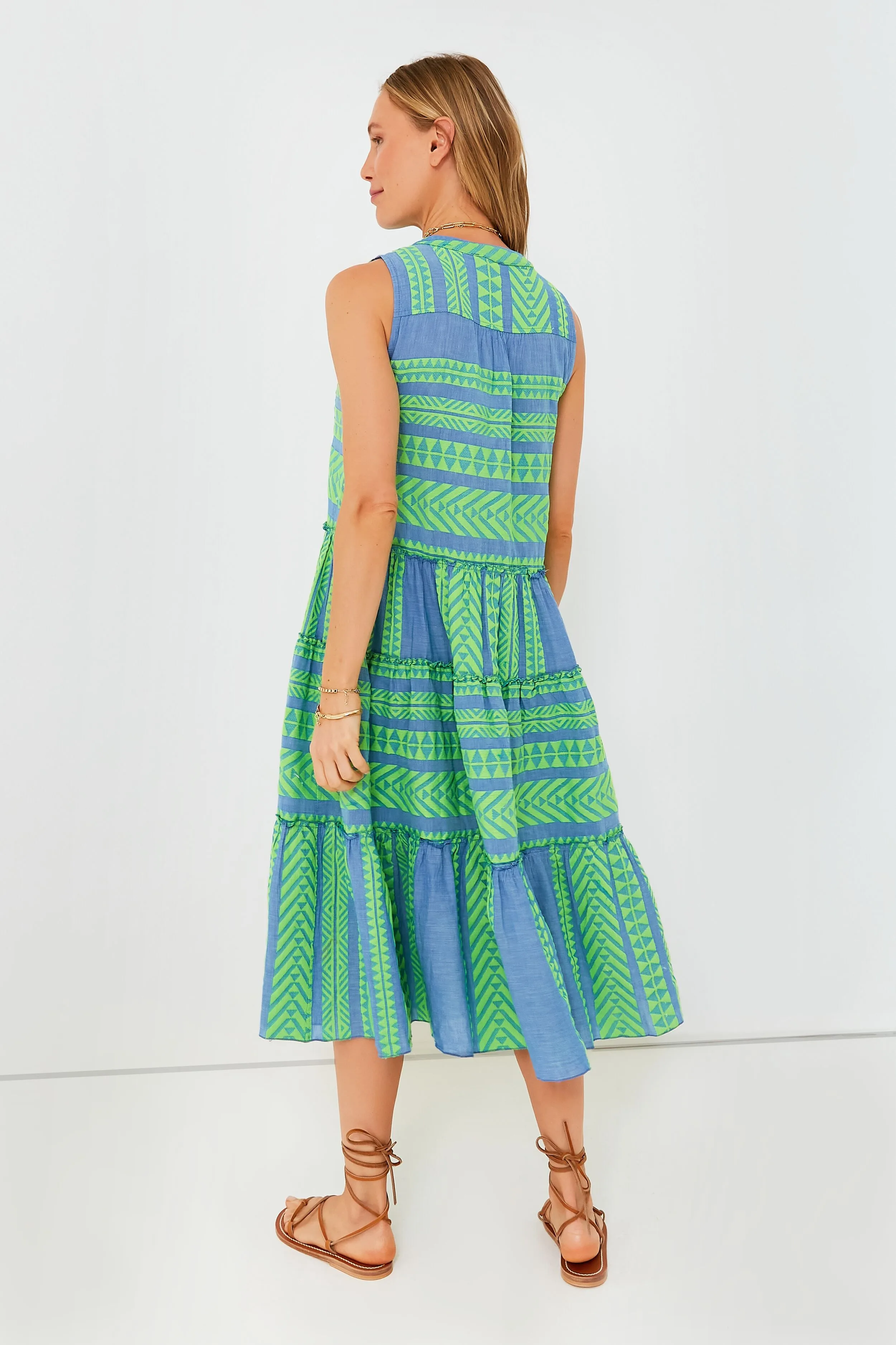 Green and Blue Tanzanitis Midi Dress