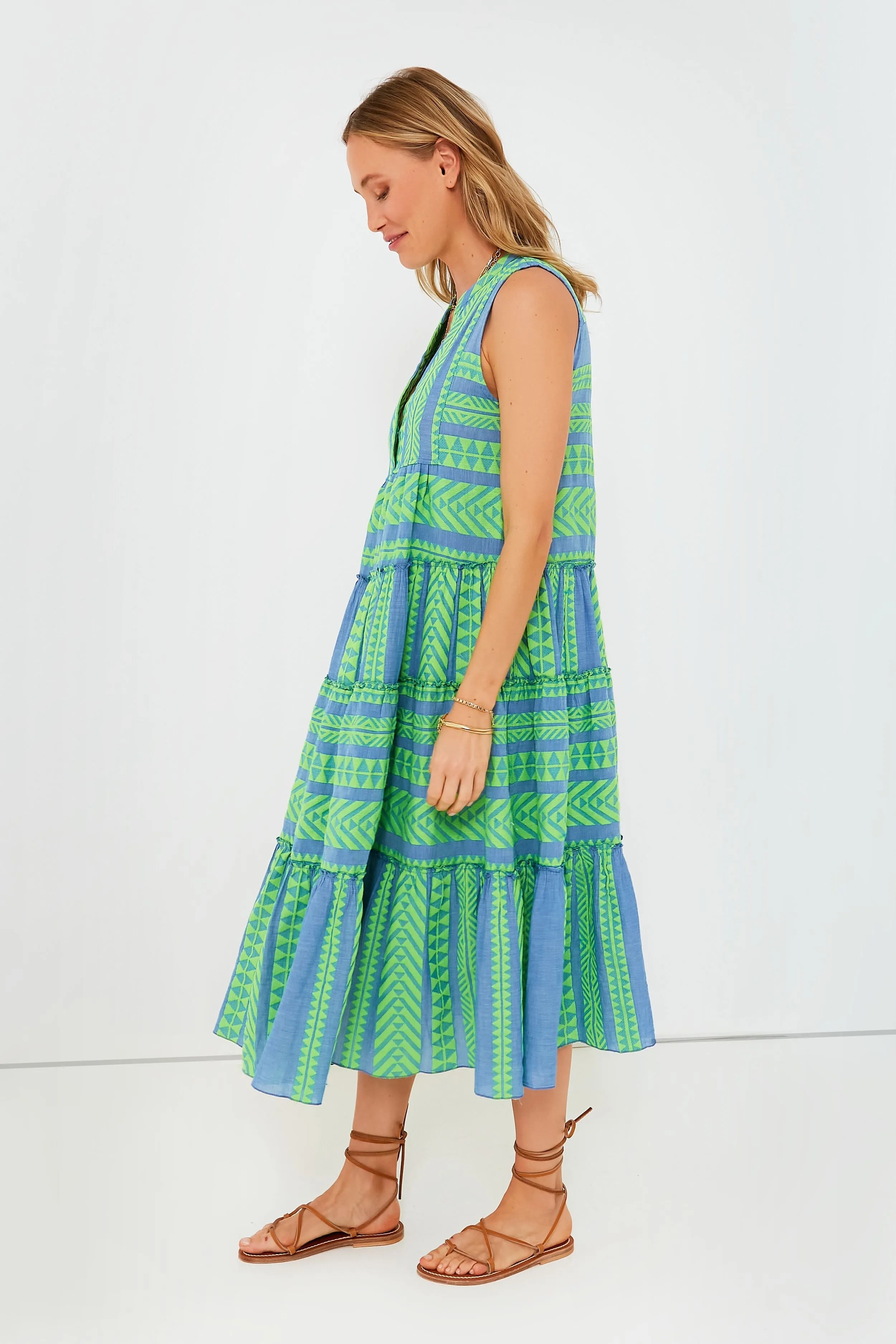 Green and Blue Tanzanitis Midi Dress