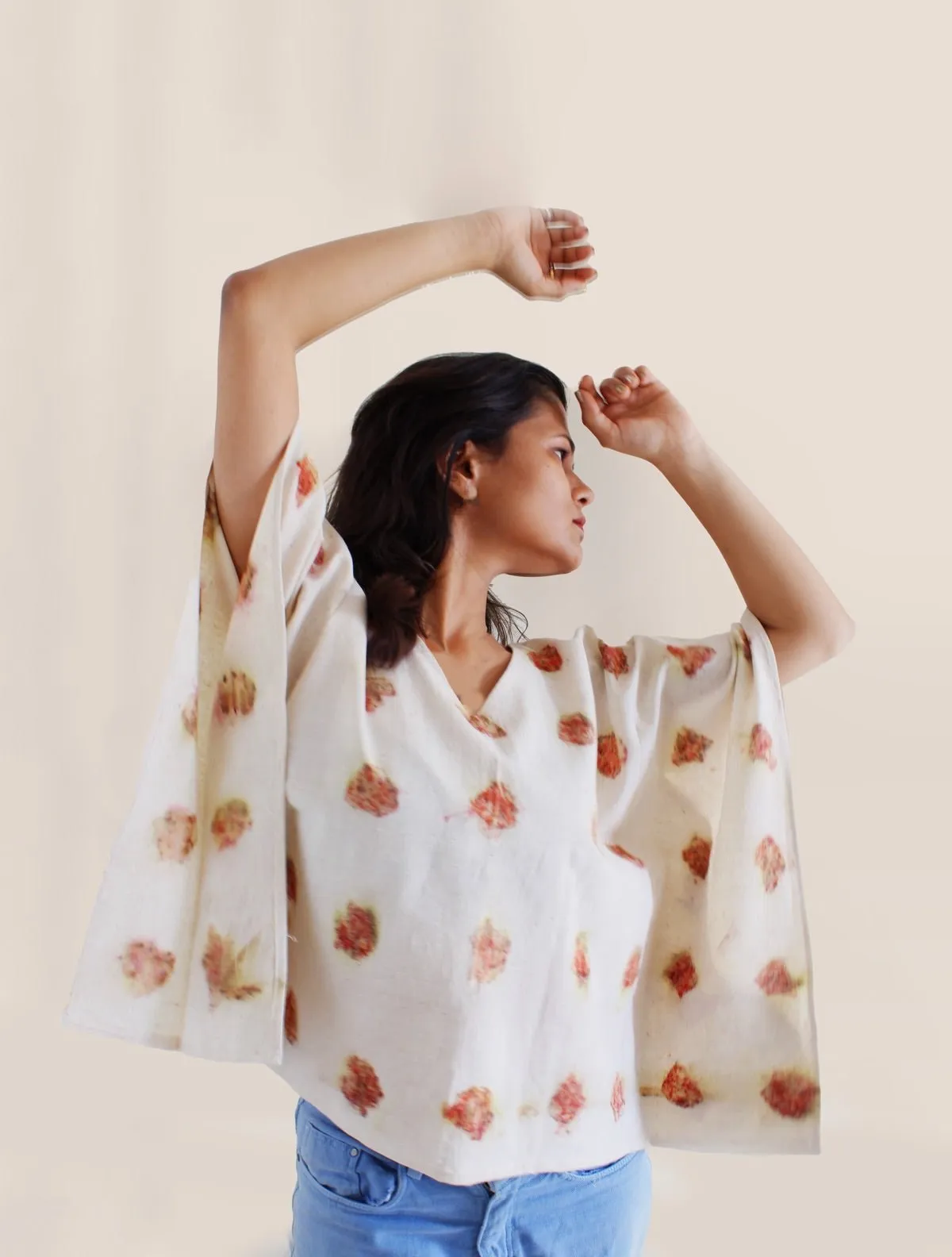 Gulab- Handwoven Organic Cotton Crop Top- White & Red