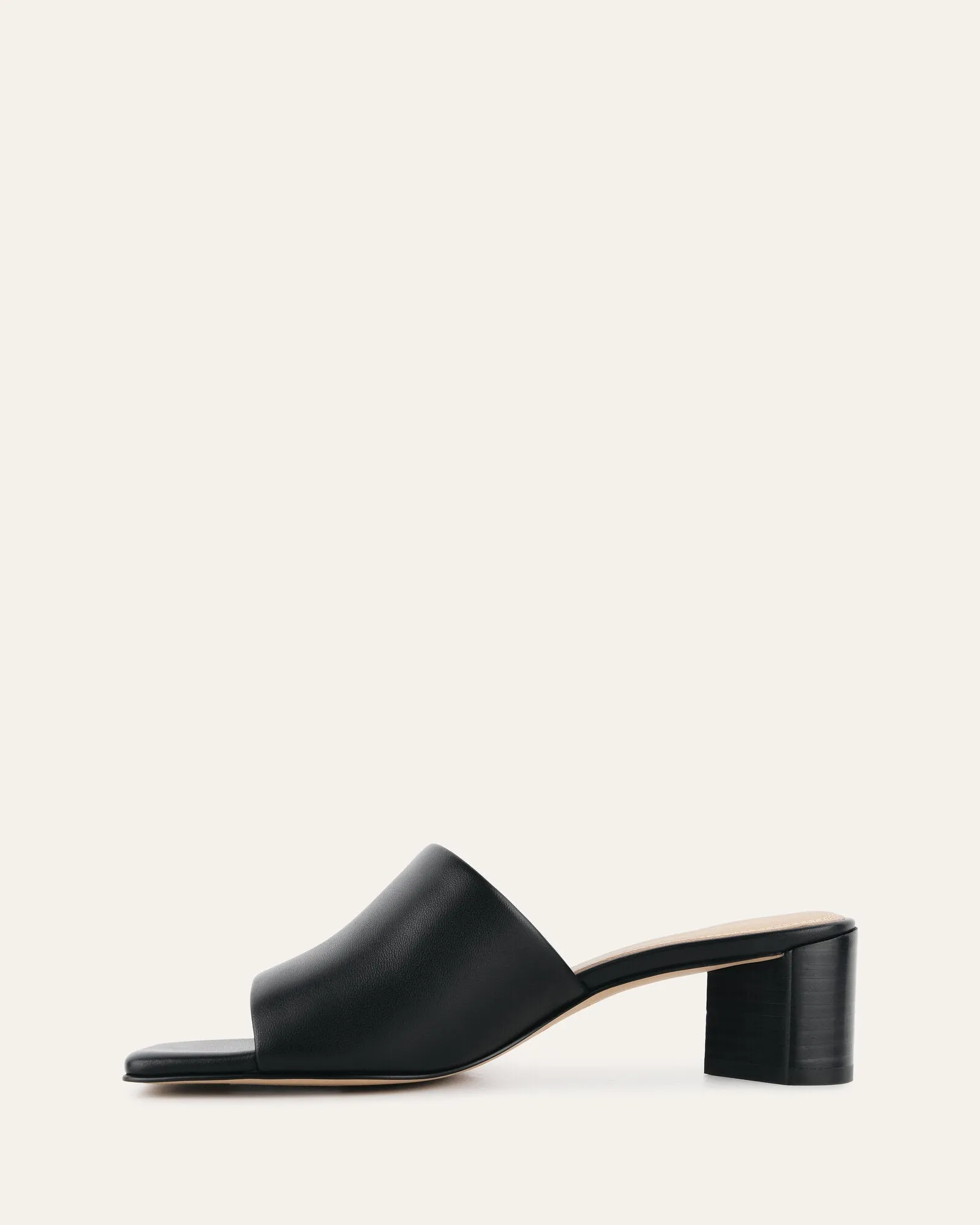 HERBIE MID HEEL SANDALS BLACK LEATHER