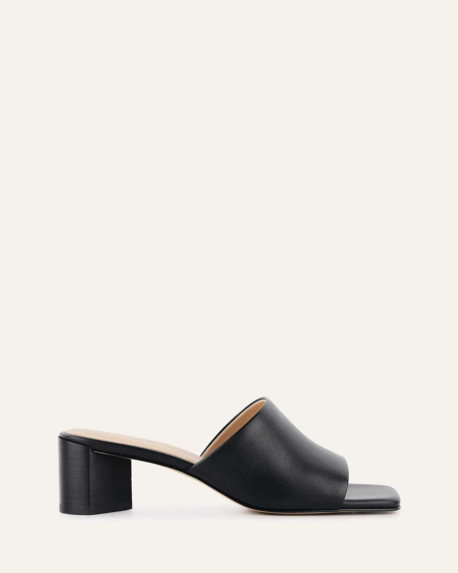 HERBIE MID HEEL SANDALS BLACK LEATHER