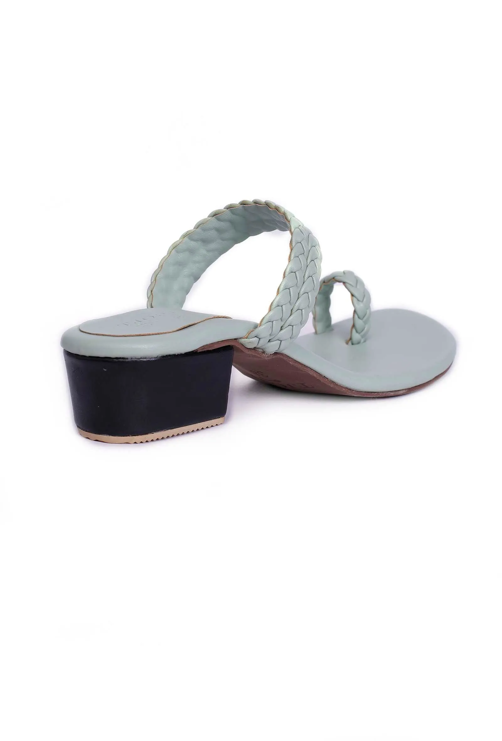 Ice Blue Knotted Cruelty Free Leather Sandals