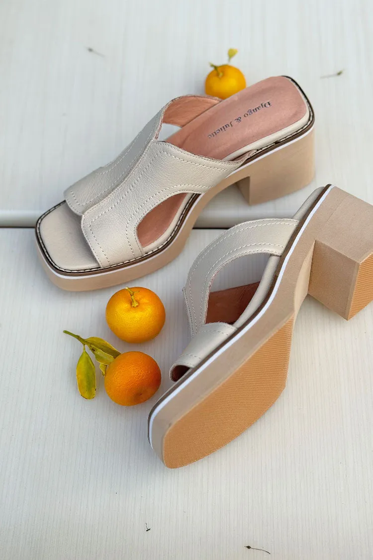 Jirra Vanilla Leather Mules