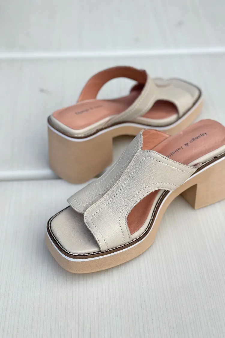 Jirra Vanilla Leather Mules