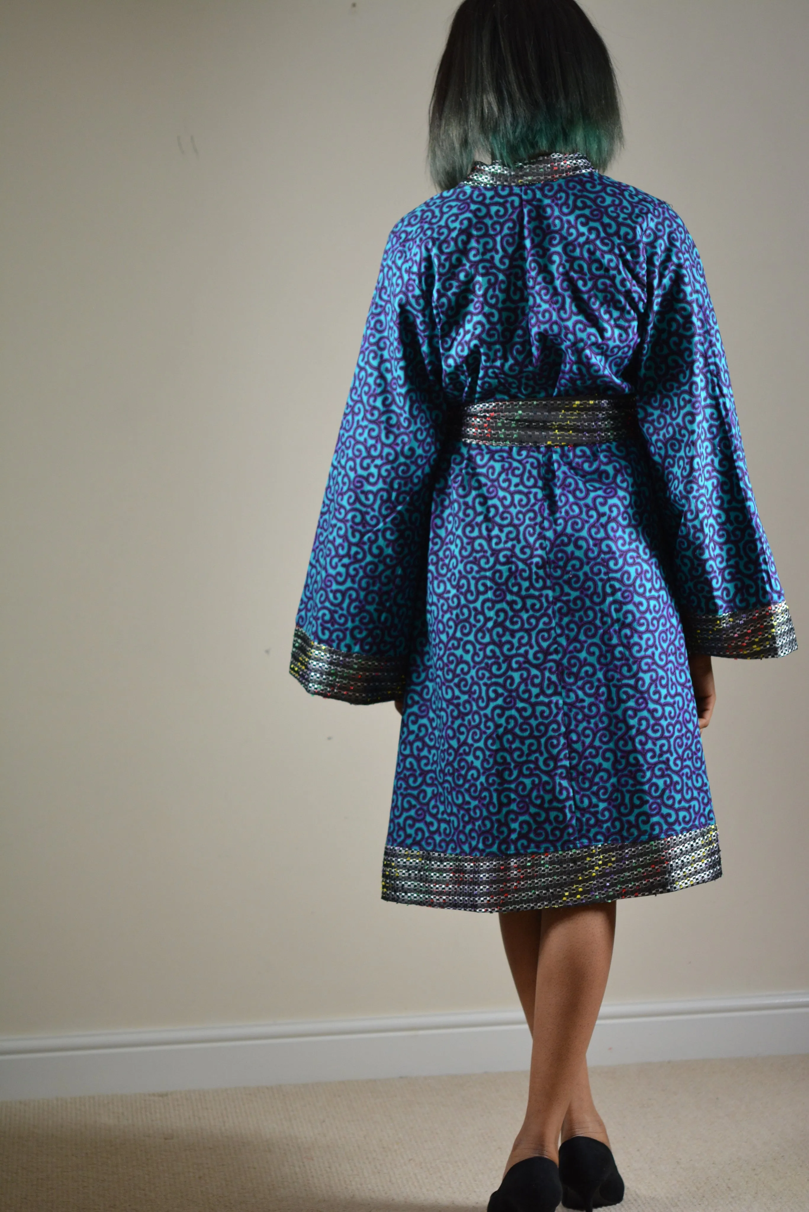 Kimono Midi Dress made with Ankara Fabric (Custom Orders)