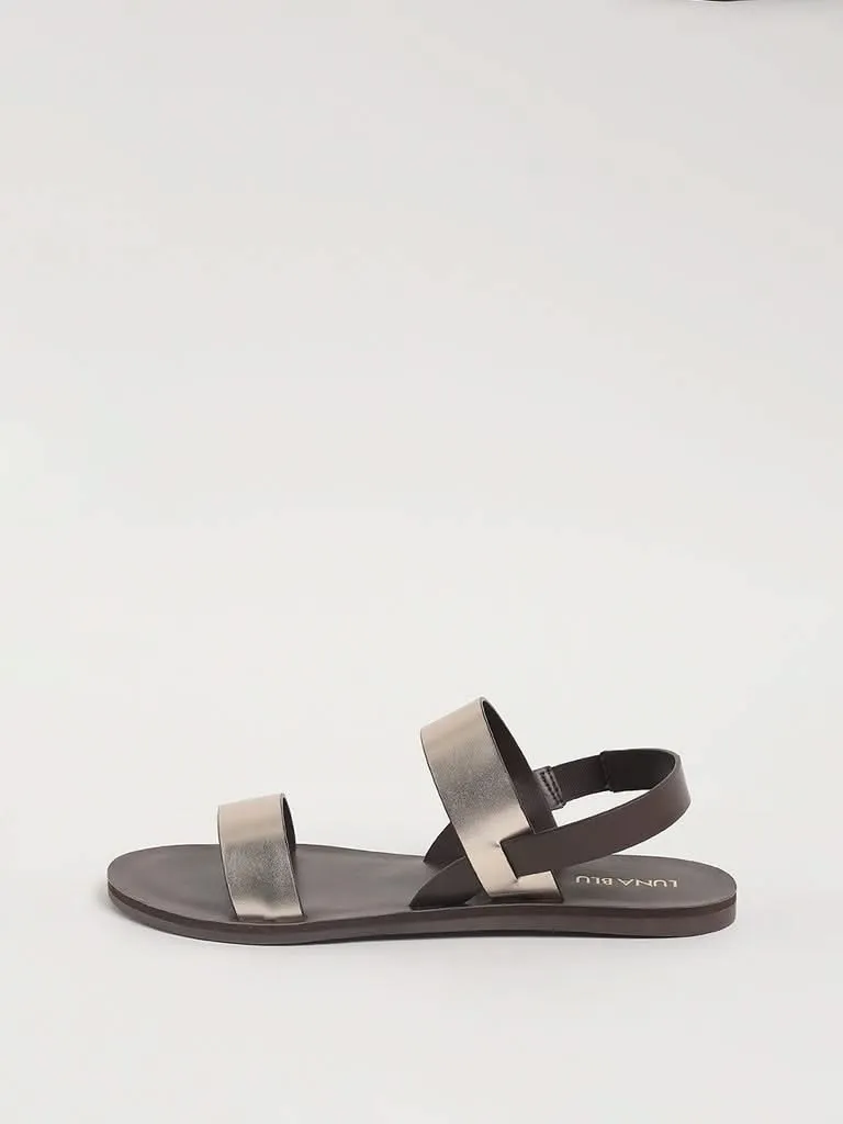 LUNA BLU Metallic Strap Brown Sandals