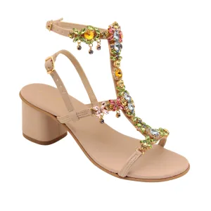 Matilde Multicolor High Hill Jeweled Sandals