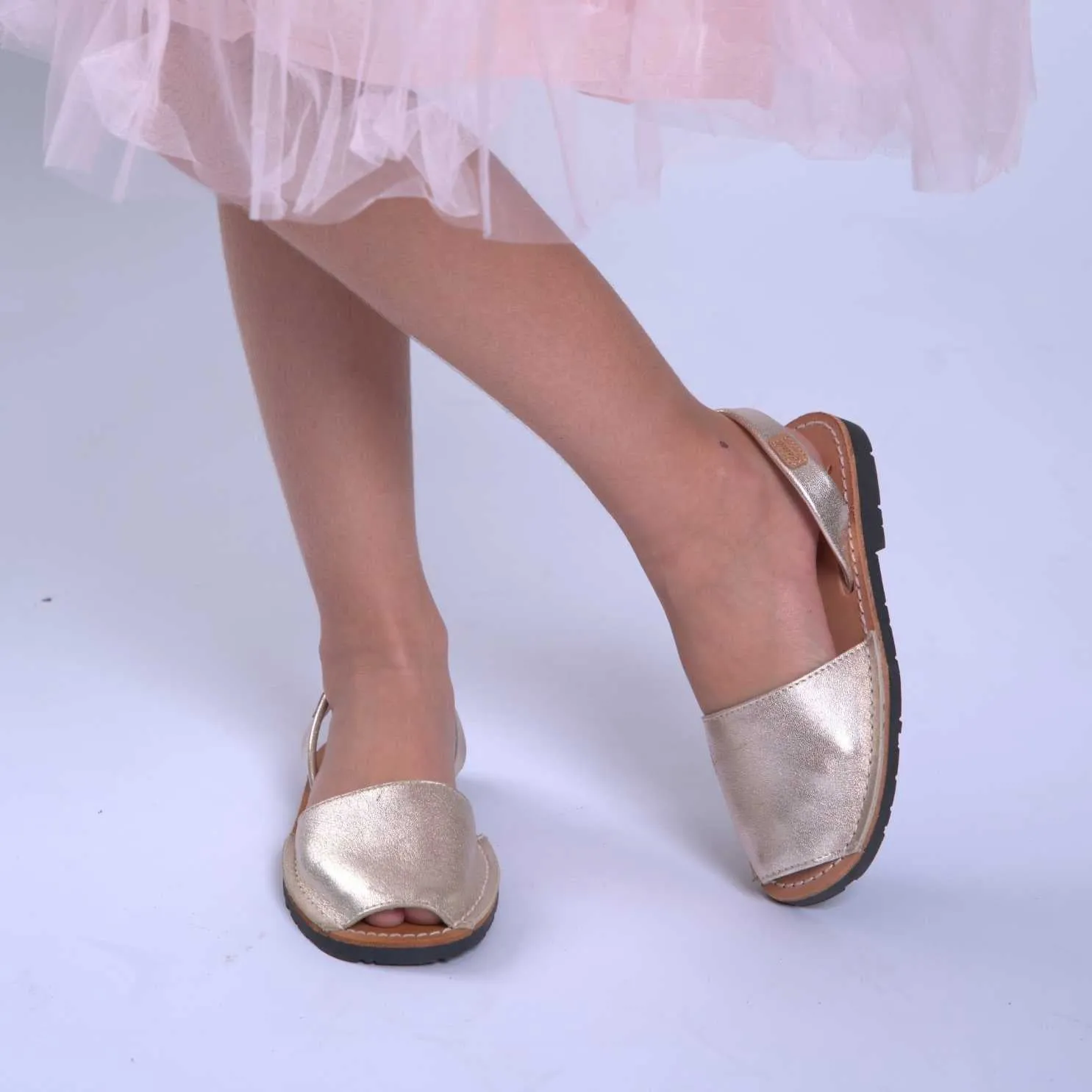 Metallic Leather Menorcan Sandal For Kids - Iker 1097 Metallic