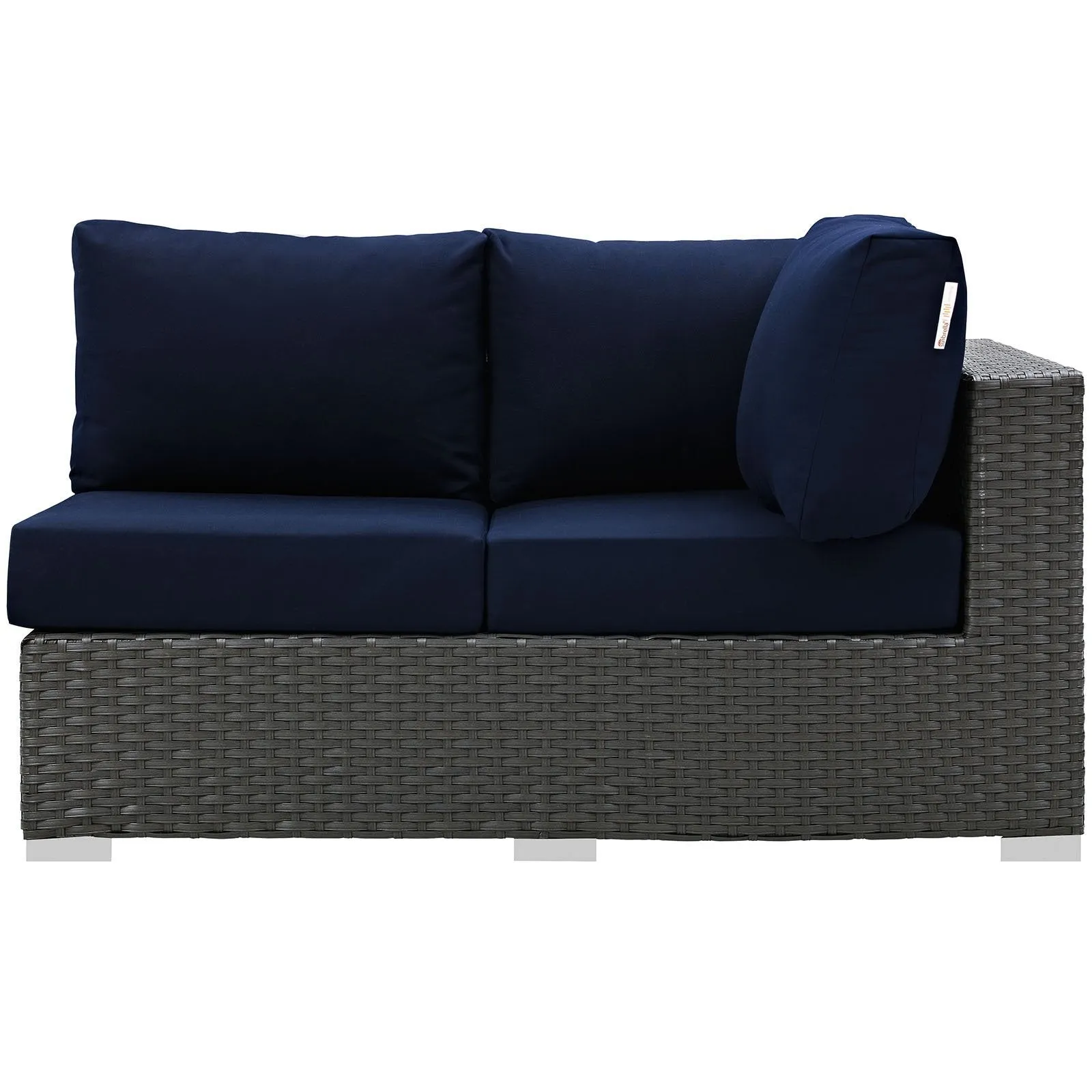 Modway EEI-1857-CHC-NAV Sojourn Wicker Rattan Outdoor Patio Coffee Table, Right-Arm Loveseat, Canvas Navy