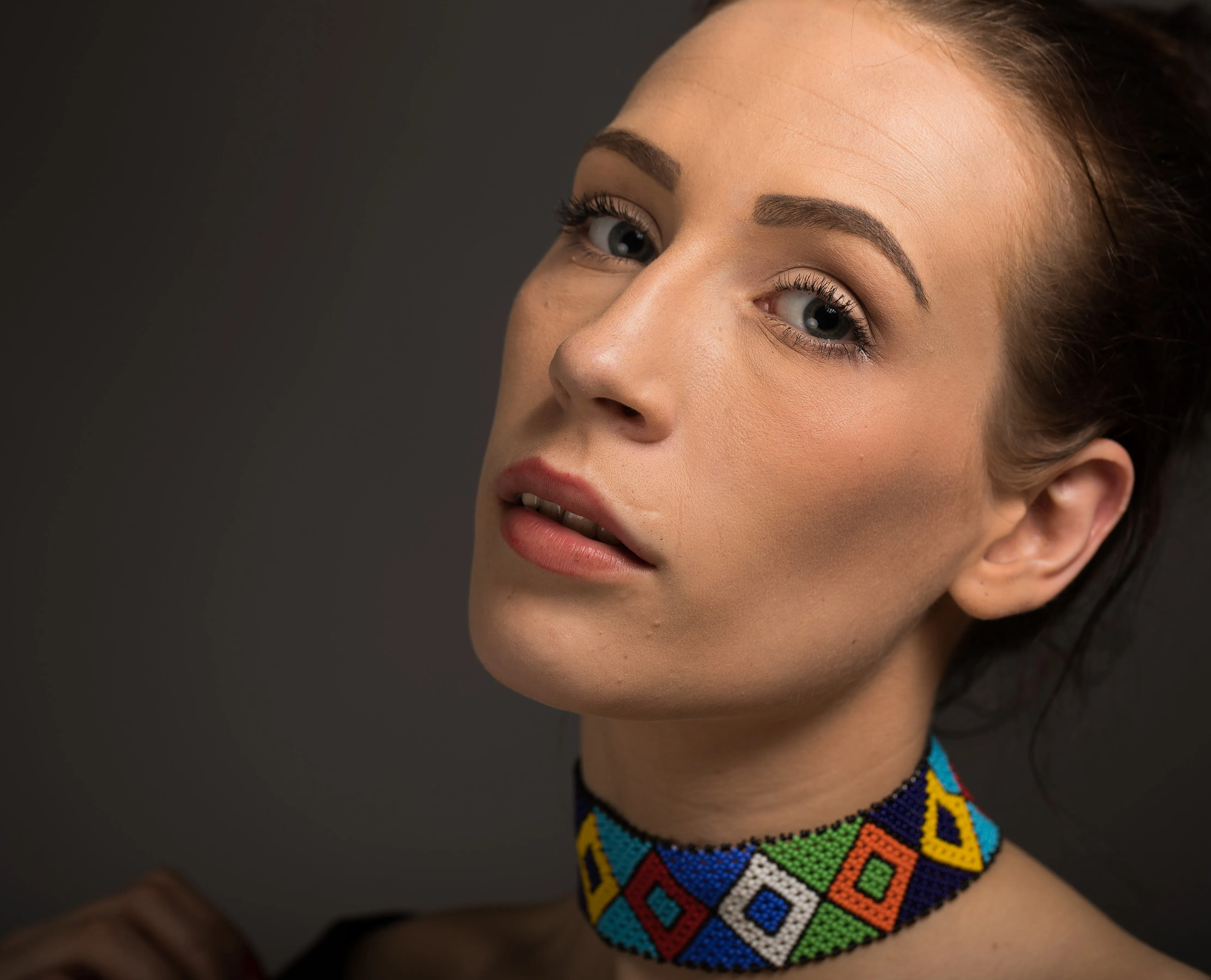 Multicoloured choker made with beads