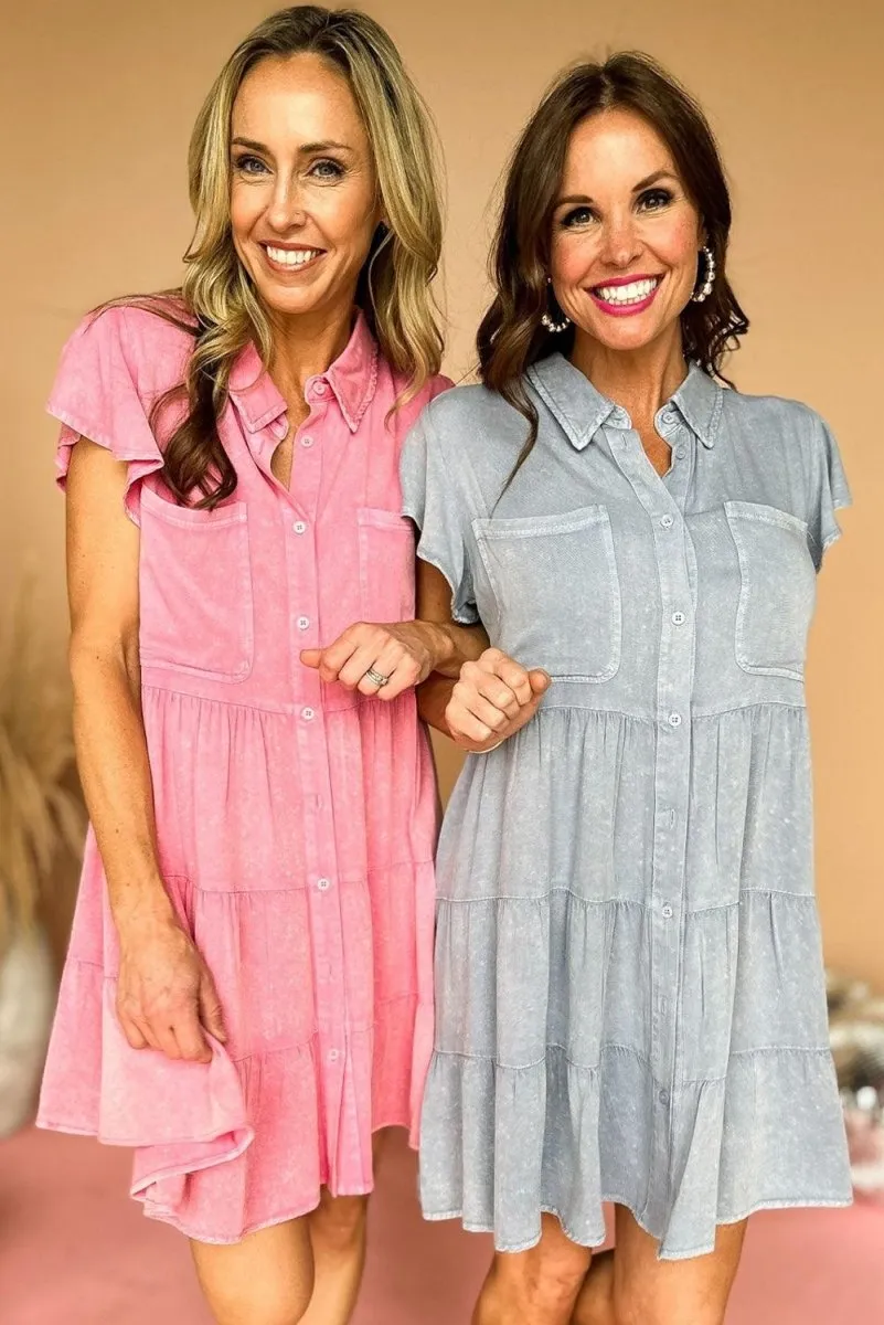 Natasha Ruffle Tiered Chambray Dress