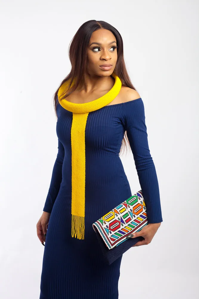 Ndebele Clutch Purse made with beads and woven canvas fabric