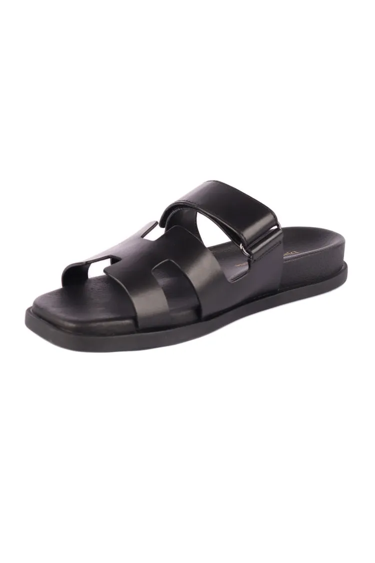 Nodette Black Leather Slides