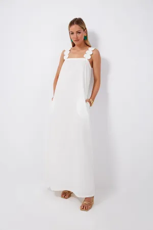 Off White Bubble Long Dress with Straps